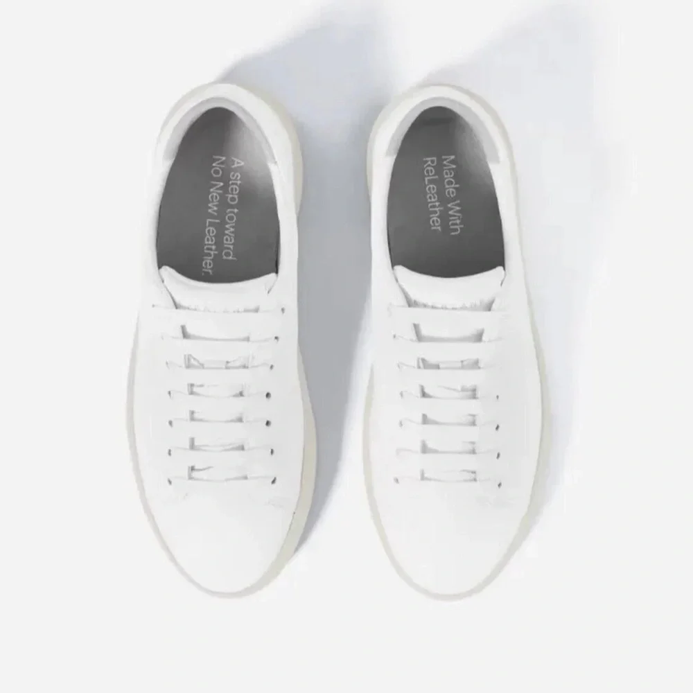 Everlane ReLeather White Sneakers Unisex Minimalist W’s 9.5 M’s 7.5 Shoes Casual